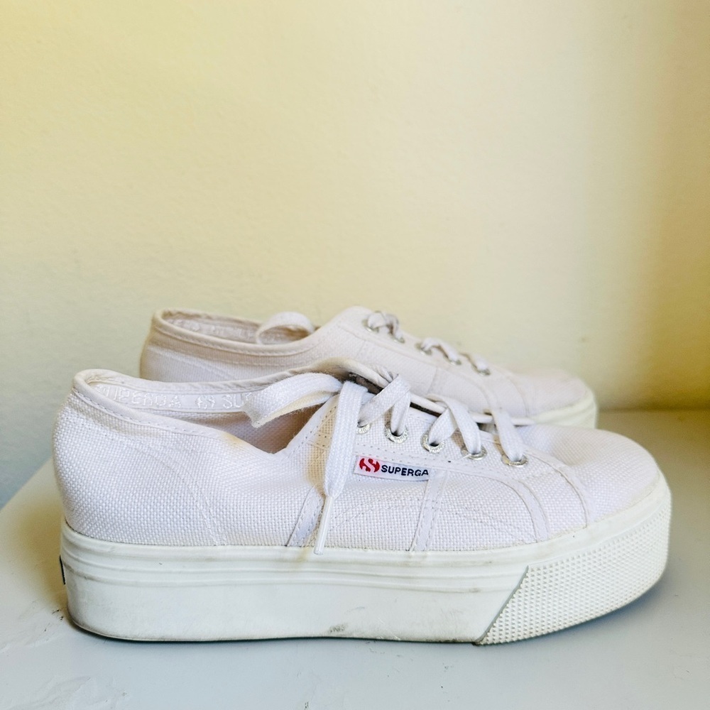 SUPERGA white platform shoes W7 M 5.5